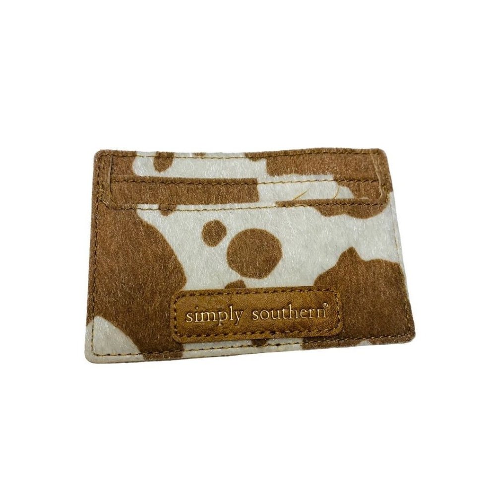 Simply Southern Faux Calf Hair Card Carrier 4 x 2.75" Brown Cream